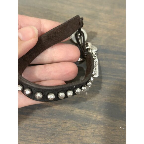 Fossil Dark Brown Leather Bracelet Charms Key Beads 7" - Picture 2 of 4